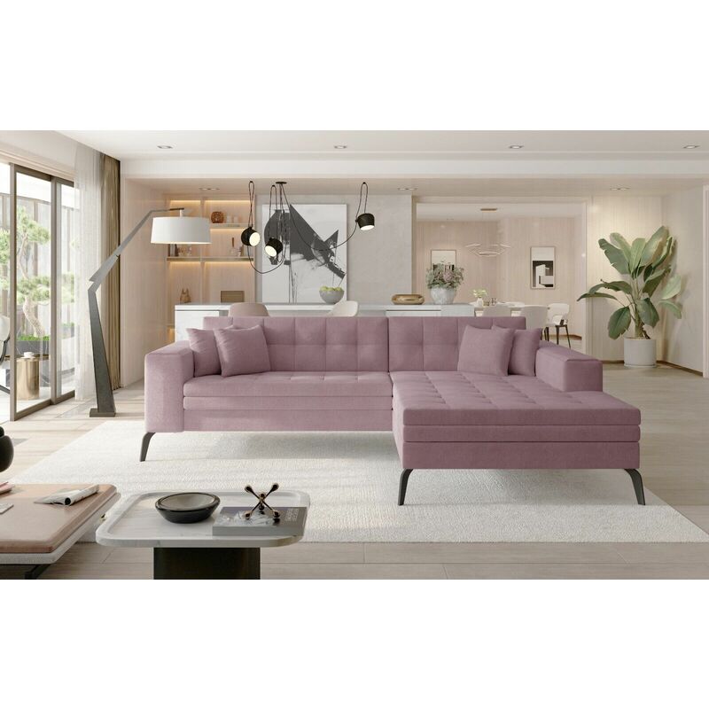 Solange Right Hand Facing Corner Sofa Bed - Pink