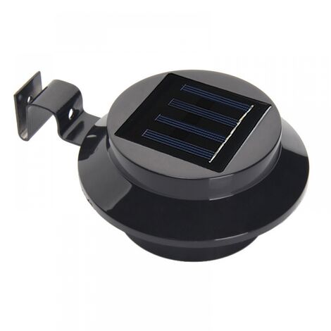 Solar 3 LED Gutter Lights 2 Pcs Fence Lights, Sensor Wall Light for Outdoor Lighting - Black Warm Light