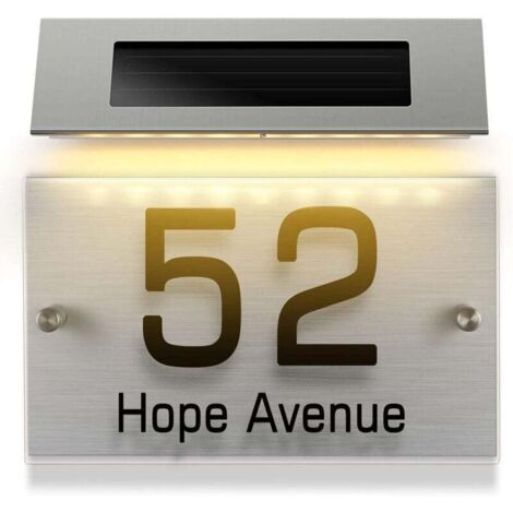 Solar Address Sign, Outdoor Solar House Number, Outdoor LED Address Light Sign, Small Size White Light - 4 LED (5474) MUMU