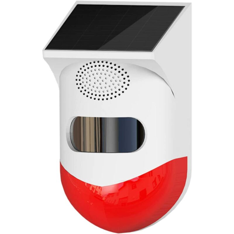 Mimiy - Solar alarm, motion detector, solar alarm, 120 decibel outdoor light, sound security siren
