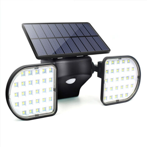 Solar-Außenleuchte mit 56 LEDs, Solar-Flutlicht mit Bewegungsmelder, Doppelpanel-Sicherheitsleuchte, 360° verstellbare Wandleuchte, IP65 wasserdicht, für Garten und Garage