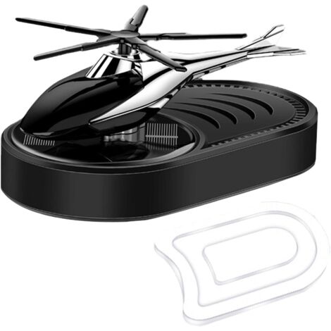 Solar-Auto-Lufterfrischer – Solarbetriebener, rotierender Aromatherapie-Diffusor im Hubschrauber-Design für ätherische Öle, rotierendes Auto-Lufterfrischer-Ornament, Schwarz