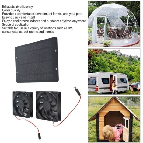 Solar-Belüftungsset mit 20-W-Panel und 2 x 12-V-Lüftern, wirtschaftlich und einfach zu installieren für Wohnmobile, Wohnhäuser, Gewächshäuser oder Tierhandlungen