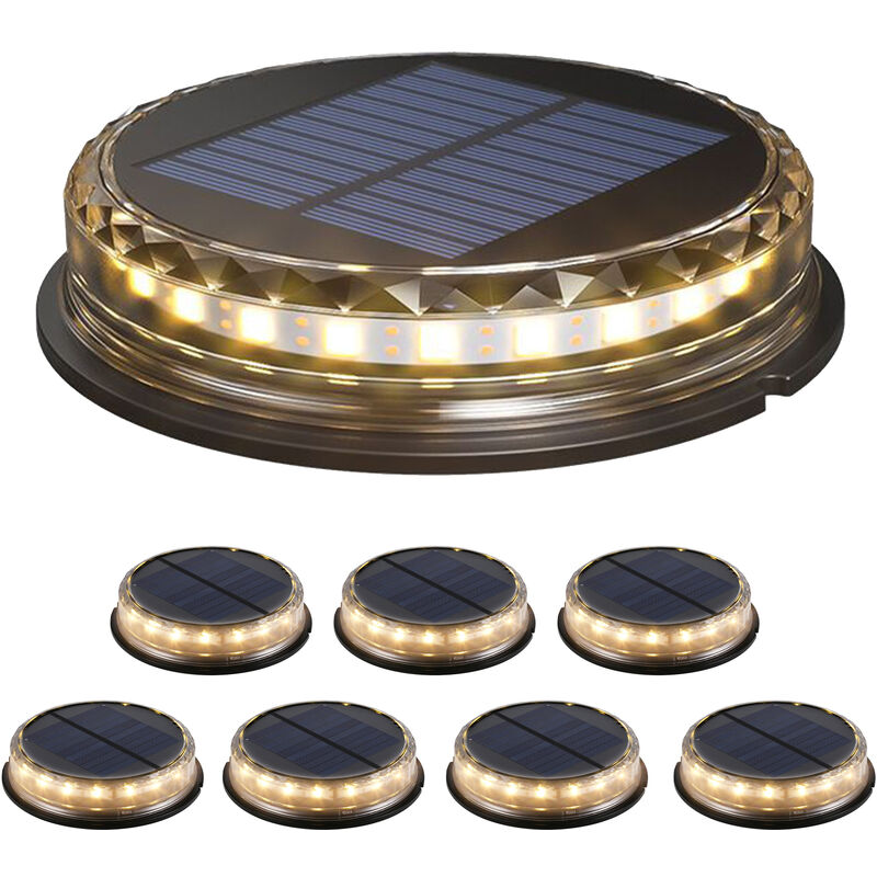 8pcs Solar Bodenlichter LED warmes Licht Outdoor Solar Disk Lights IP68 Wasserdichte unterirdische Lichter Solar Garten Lichter Landschaftslichter