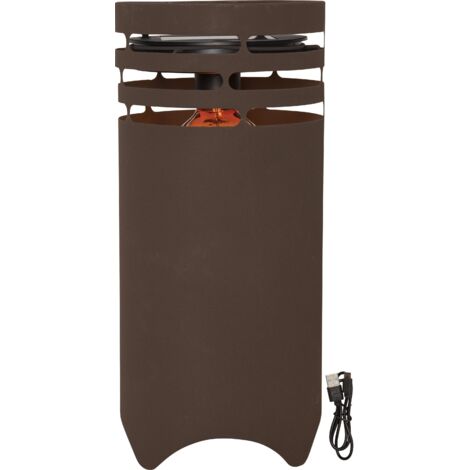 Solar Bodenleuchte Marron Metall USB und Solar braun 40cm Ø 185cm