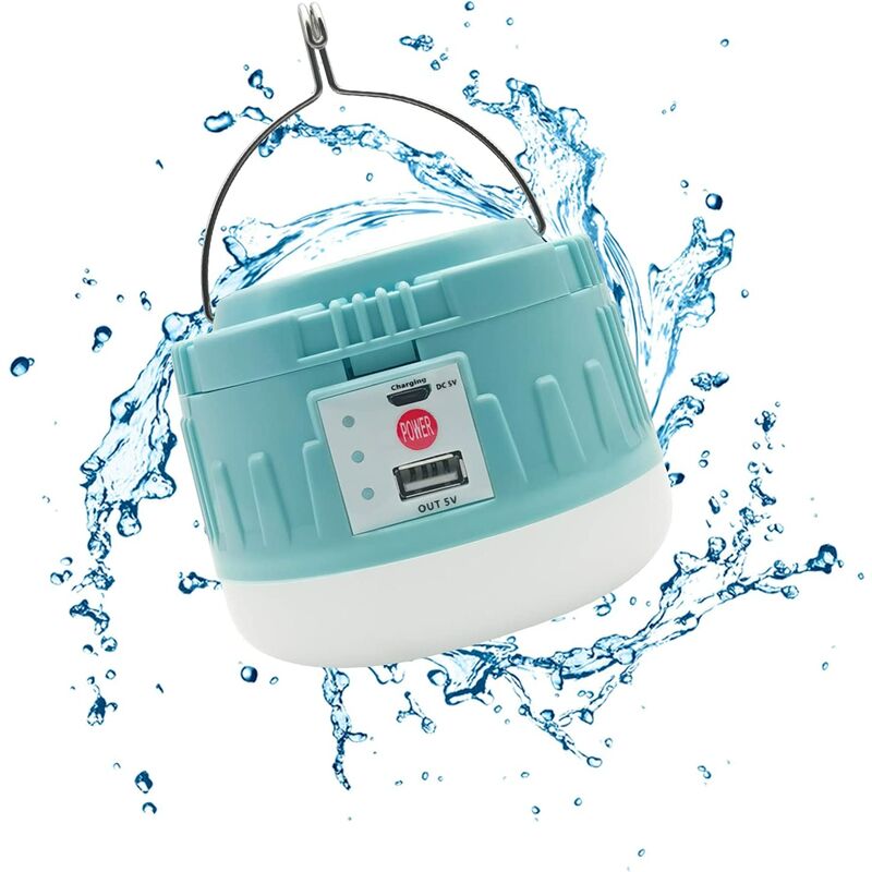 Solar Camping Light, Portable Mini Rechargeable Solar Camping Light, usb Charging (Blue)