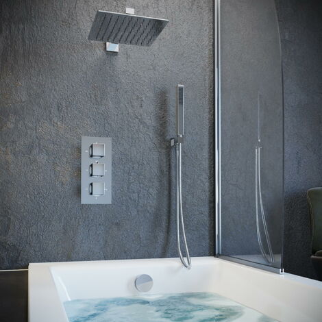 Solar Chrome Square Concealed Mixer Shower Handheld and Bath Filler