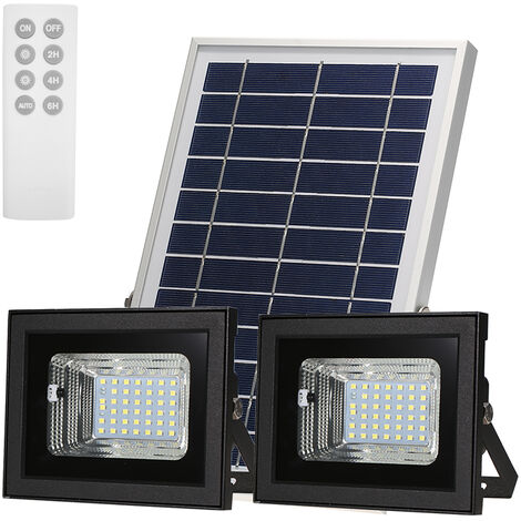 main image of "Solar de doble cabezal de luz de inundacion con control remoto para / / 80% de luminosidad 42 SMD LEDs 65 panel solar 30% 60% IP Wireless impermeable luces de inundacion al aire libre 6V 6W"