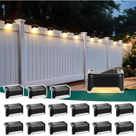 Solar Deck Lights 16 Pack, Outdoor Step Lights Waterproof Led for Stairs, Fence, Yard, Patio, Pathway (Warm White)