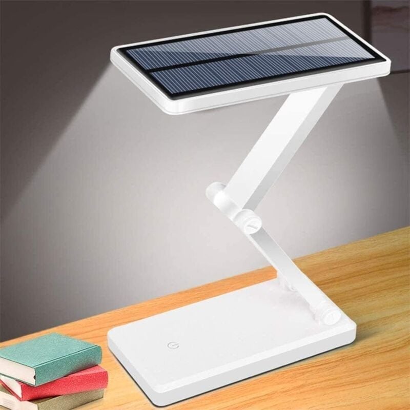 Solar Desk Lamp, Solar/USB Desk Lamp Reading Light with 4LED Gooseneck Portable Rechargeable Flexible Solar Powered Reading Light for Reading