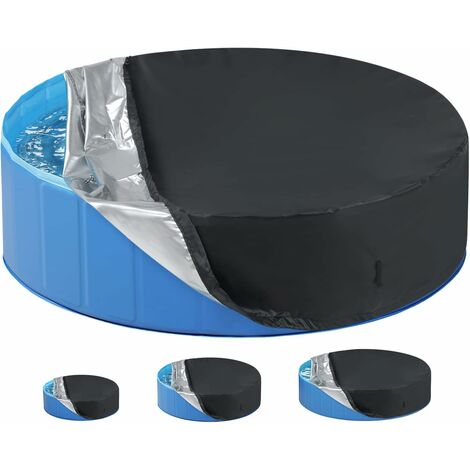 Solar Dog Pool Cover, Pet Pool Cover, Keeps Pool Cleaner Longer, Extends Pool Life,122cm122cm30cm,Black
