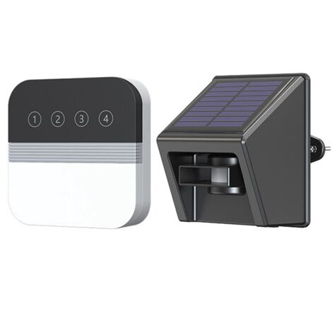 Solar Driveway Alarm Infrared Detection Wireless Doorbell 4-Way Induction Area Display (EU Plug)