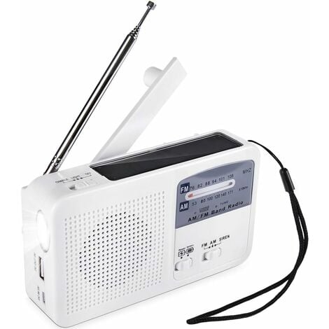 Solar Emergency Portable Radio Dynamo Power Hand Crank Rechargeable FM/AM Radio Wireless MP3 Player LED Flashlight Siren Portable Cell Phone Charger Power Bank