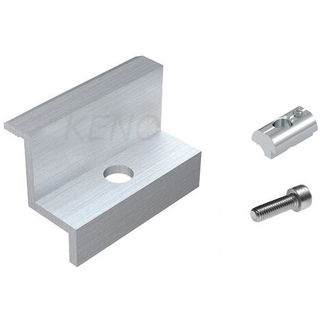 Solar Endklemme 30mm Komplett Befestigungsset Silber mit Nutenstein
