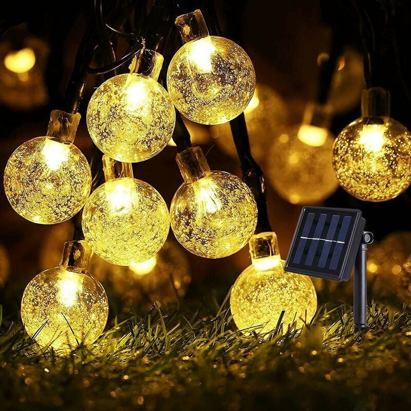 Solar Fairy Lights Outdoor Solar Crystal Balls Waterproof Outside Indoor Lights Lighting for Garden Trees Patio Christmas Wedding Parties (Warm