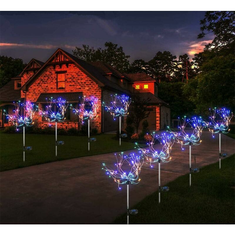 Solar Firework Lights,Solar Starburst Lights 40 Branches 120 led Light for Garden Walkway Pathway Christmas Party Decoration(2 Pack) Multicolor