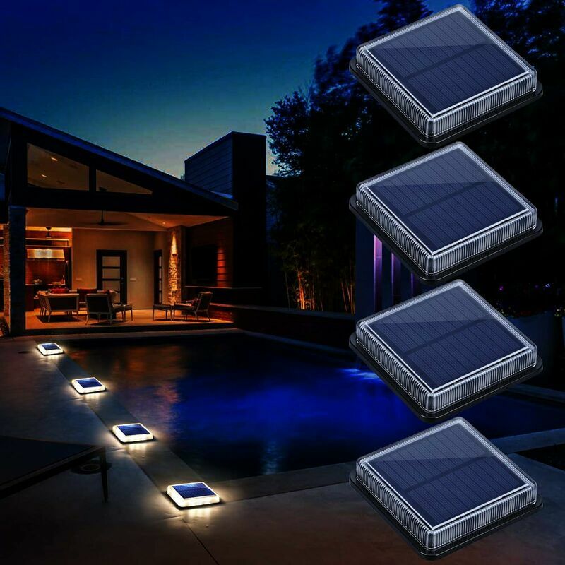 Solar Floor Lamp, Solar Garden Light IP68 Waterproof Solar Light with Auto On / Off Safety Light for Garden, Stair, Road, Path, Driveway, Patio, Deck