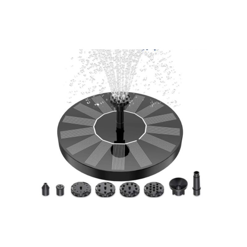 Solar Fountain Pump 1.5W Circle Solar Water Pump Floating Fountain Built-in with 6 Nozzles