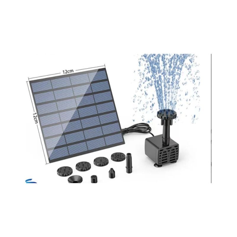 Solar Fountain Pump 1.5W square Solar Water Pump Floating Fountain Built-in with 6 Nozzles