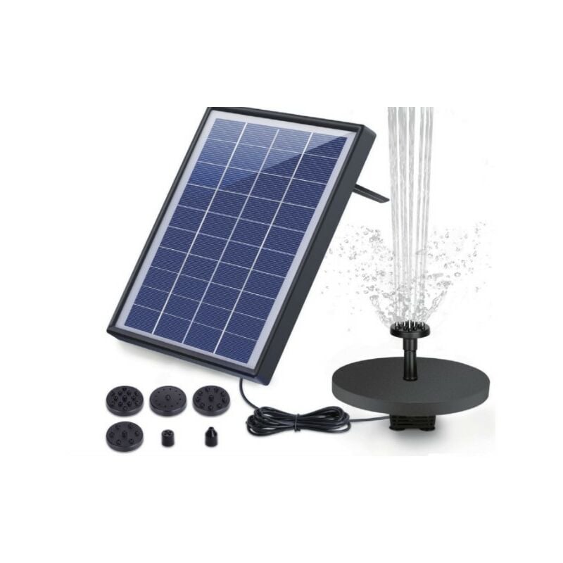 Solar Fountain Pump, Upgraded 2.5W Panel Backup Solar Water Pump Floating Fountain, 6 Nozzles