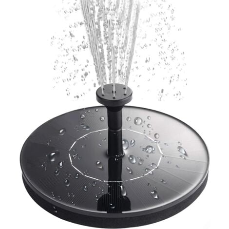 Solar Fountain, Solar Fountain Pump, Solar Pond Pump with 1.5W Monocrystalline Solar Panel with 8 Spray Nozzles for Garden Patio Birds Pond Pool (Black)