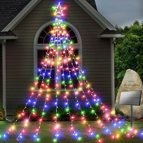 Solar Garden Decorations Star Lights 344 LED 8 Modes Outdoor Waterproof Solar Garden Star Lights for Christmas Wedding Party Wall Decorative Twinkle String Lights (Multicolor)