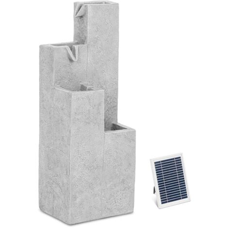 HILLVERT Solar Garden Fountain - 4 Columns - LED Lighting Solar water feature Solar Fountain Garden