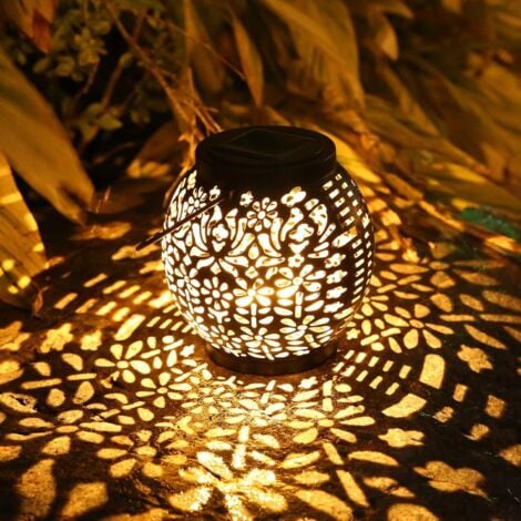 LONGZIMING Solar Garden Lantern, Outdoor Solar Hanging Light IP65 Waterproof Rechargeable Solar Lantern Star Projection Effect Decorative for Garden Festive Party Yard Table Hallway