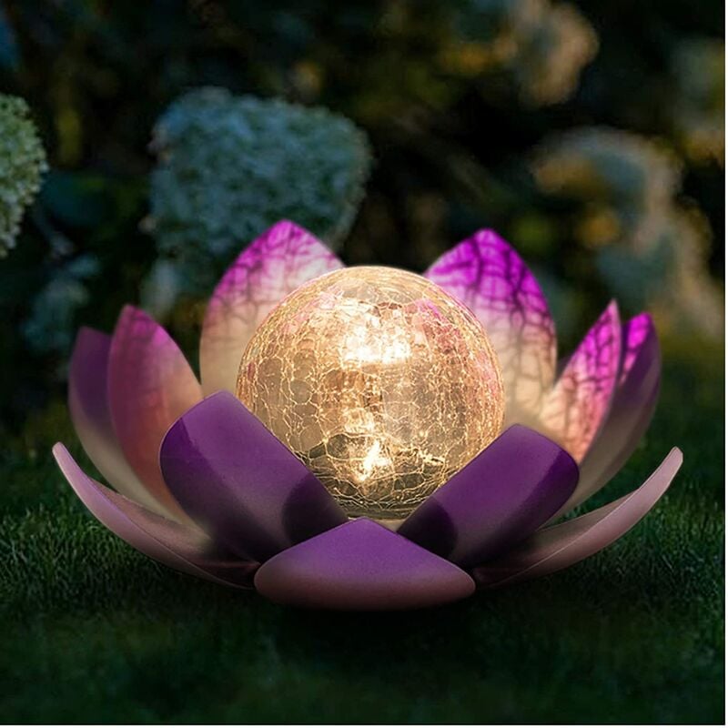 Solar garden light, waterproof LED solar lights Lotus decorative, fantastic light effects through broken glass optics, outdoor solar garden light for