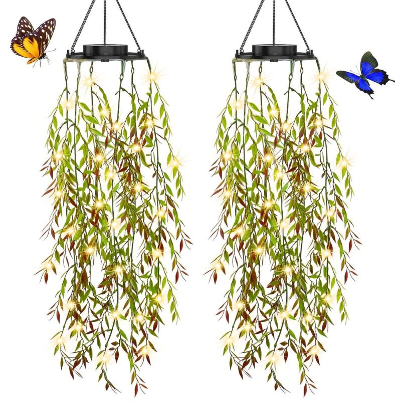 Solar Garden Lights 2 Pack – Waterproof LED Hanging Outdoor Decoration Lights