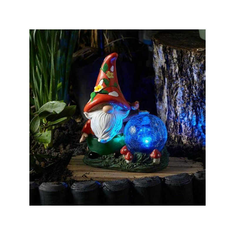 Solar Garden Ornament Woodland Wizard Colour Changing led Light Up Ball