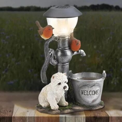 Solar Garden Ornaments, Resin Dog Statues Garden Ornament