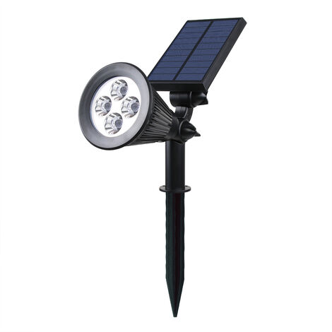 Solar Garden Spotlight Outdoor Waterproof 4 LEDs 2-in-1 Solar In-Ground Landscape Spotlights & LED Wall Lamps with Adjustable Angle Landscape Path Light Decorative Lighting Auto On/ Off for Patio Yard Pathway