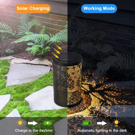 Solar-Gartenlaterne, dekorative Solar-Außenlampe, zum Aufhängen/Aufstellen, IP44 wasserdicht, für Balkon, Garten (Baum) [Energieklasse A+]