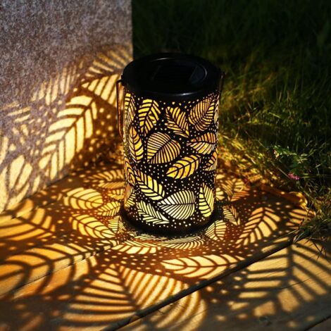 Solar-Gartenlaterne LED-Außenlaterne mit dekorativen Blättern