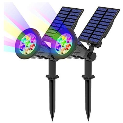 Solar-Gartenleuchten, 2er-Set, 7 LED-Solarstrahler, Solar-Gartenleuchten, wasserdichte 2-in-1-Außenleuchten, ohne