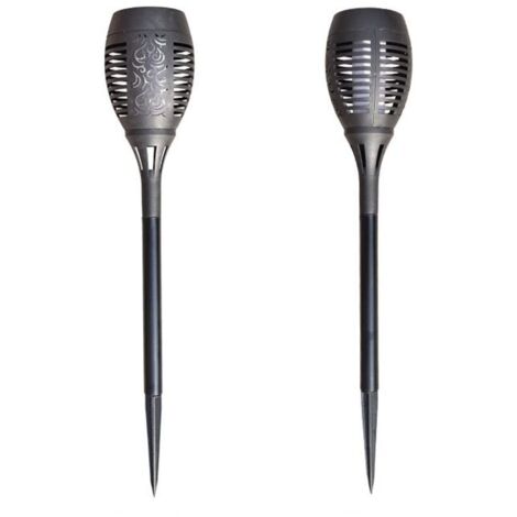 Solar-Gartenleuchten, 2er-Set, IP65, schwarz