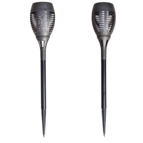 Solar-Gartenleuchten, 2er-Set, IP65, schwarz
