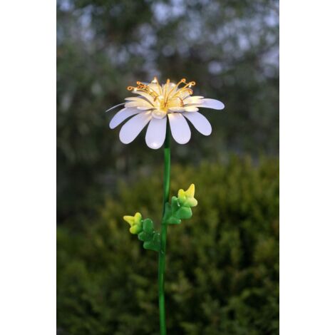 Solar Gartenstecker "Daisy", grün-weiß, Dämmerungssensor
