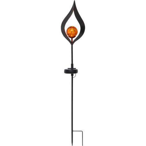 Solar Gartenstecker ,Melilla', Flamme, Bernstein-Kugel, Lichtsensor, H 70cm