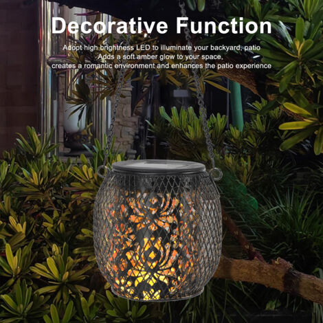 [Solar-Hängeleuchten] Dekorative, schmiedeeiserne Solarlaternen für den Außenbereich – ideal für Garten, Terrasse und Hof