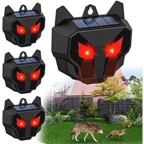 Solar-Katzenabwehr, Stumm-Blitz-Nacht-Tierabwehr, Katzenabwehr für draußen, wasserdichte Taubenvogelabwehr, für Garten-Nachttiere Katzen/Hunde/Vögel/Mäuse, 4er-Pack