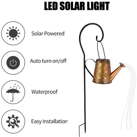 Solar-Kessellaterne für den Außenbereich, LED-Gartenleuchte aus Metall mit Gießkannenfunktion, hohles Design, IP65, 36 warmweiße LEDs, 7-8 Stunden Akkulaufzeit, Eisengehäuse, geeignet für Wege, Rasenf