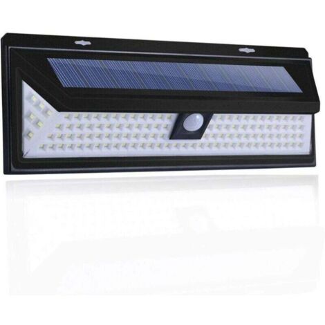 Solar lamp with 118 LEDs, 1000 lumens, wall light with PIR motion sensor, IP65, waterproof, for exteriors and gardens.