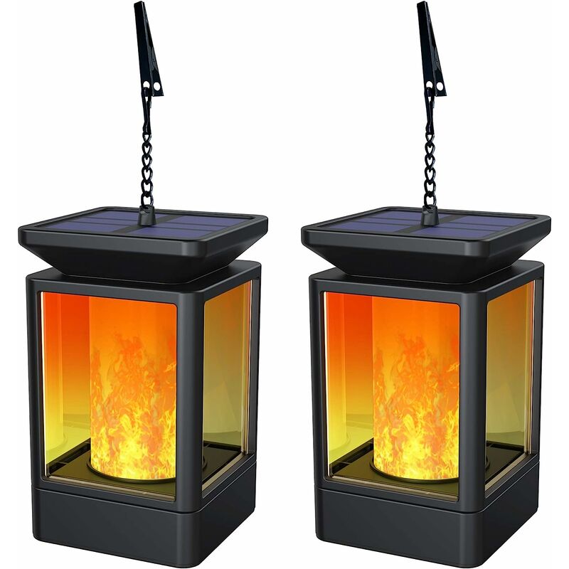 Image of Solar Lanterns Outdoor Lantern Lantern Lights with Flame Effect Hanging Lantern Decoration For Garde