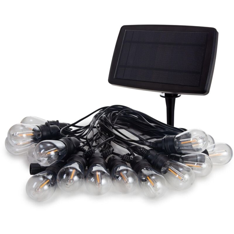 Solar led - 15 m - 15 lampes blanc chaud - càble noir