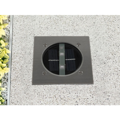 Solar LED Bodeneinbaustrahler CARLO für Außen, Edelstahl eckig 10x10cm, IP67