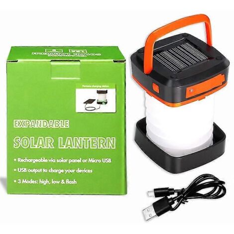 Solar Led Camping Light Outdoor Retractable Mini Portable Camping Travel Emergency - Orange