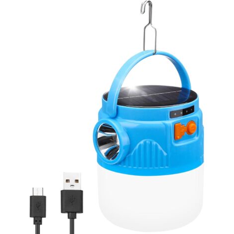 Solar LED Camping Light, USB Rechargeable Lantern, Portable Waterproof Camping Lamp, 3 Lighting Modes for Tent, for Outdoor Camping and Hiking