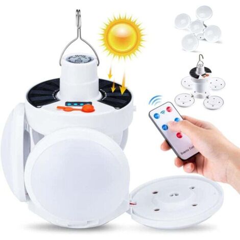 Solar-LED-Campingleuchte, wiederaufladbar über USB, mit 4 faltbaren Lampenblättern, IP65 wasserdicht, 5 Beleuchtungsmodi, 45 LED-Leistungsanzeige für Outdoor-Wanderungen und Camping
